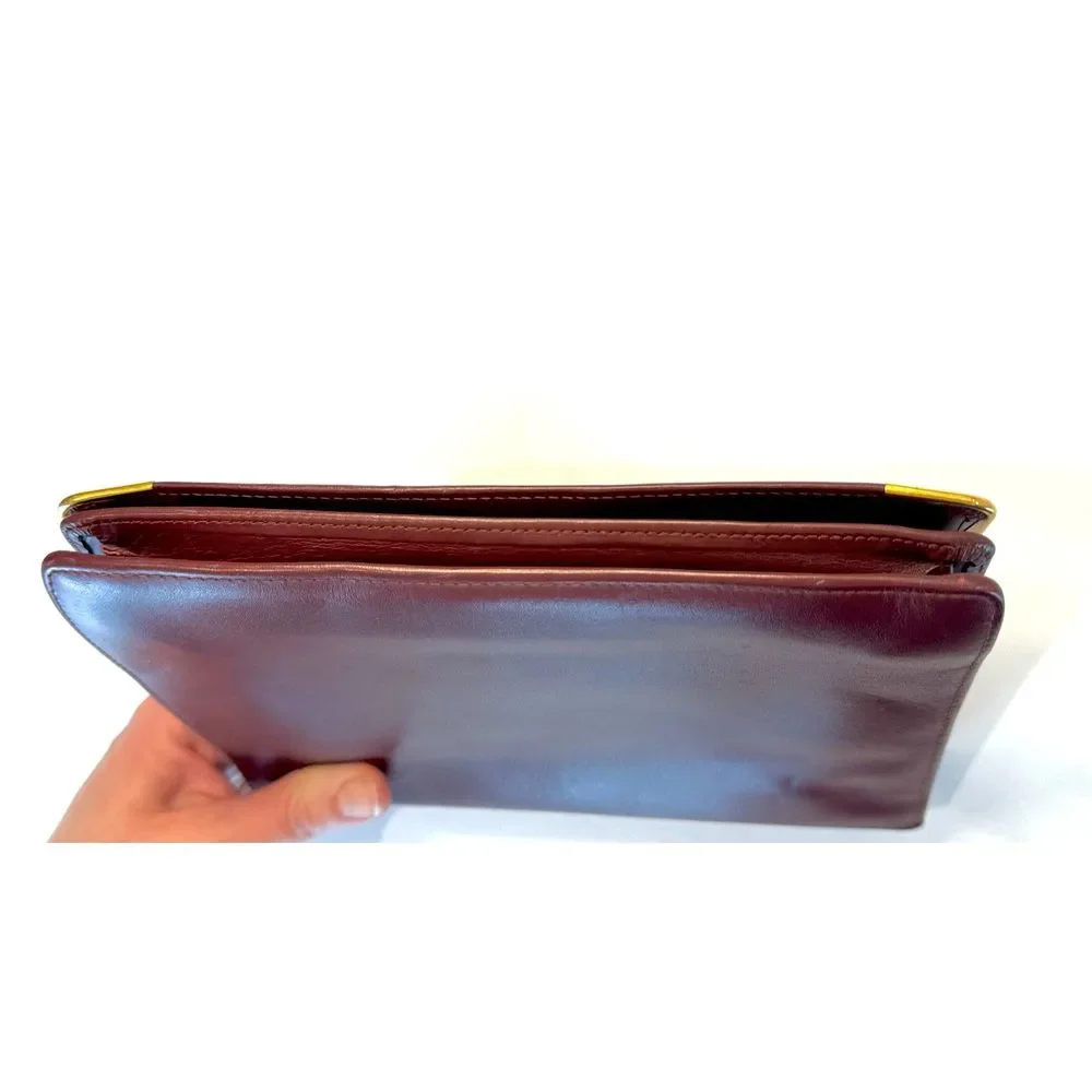 CARTIER Burgundy Bordeaux Leather Clutch Purse Bag - Authentic - Picture 9 of 16